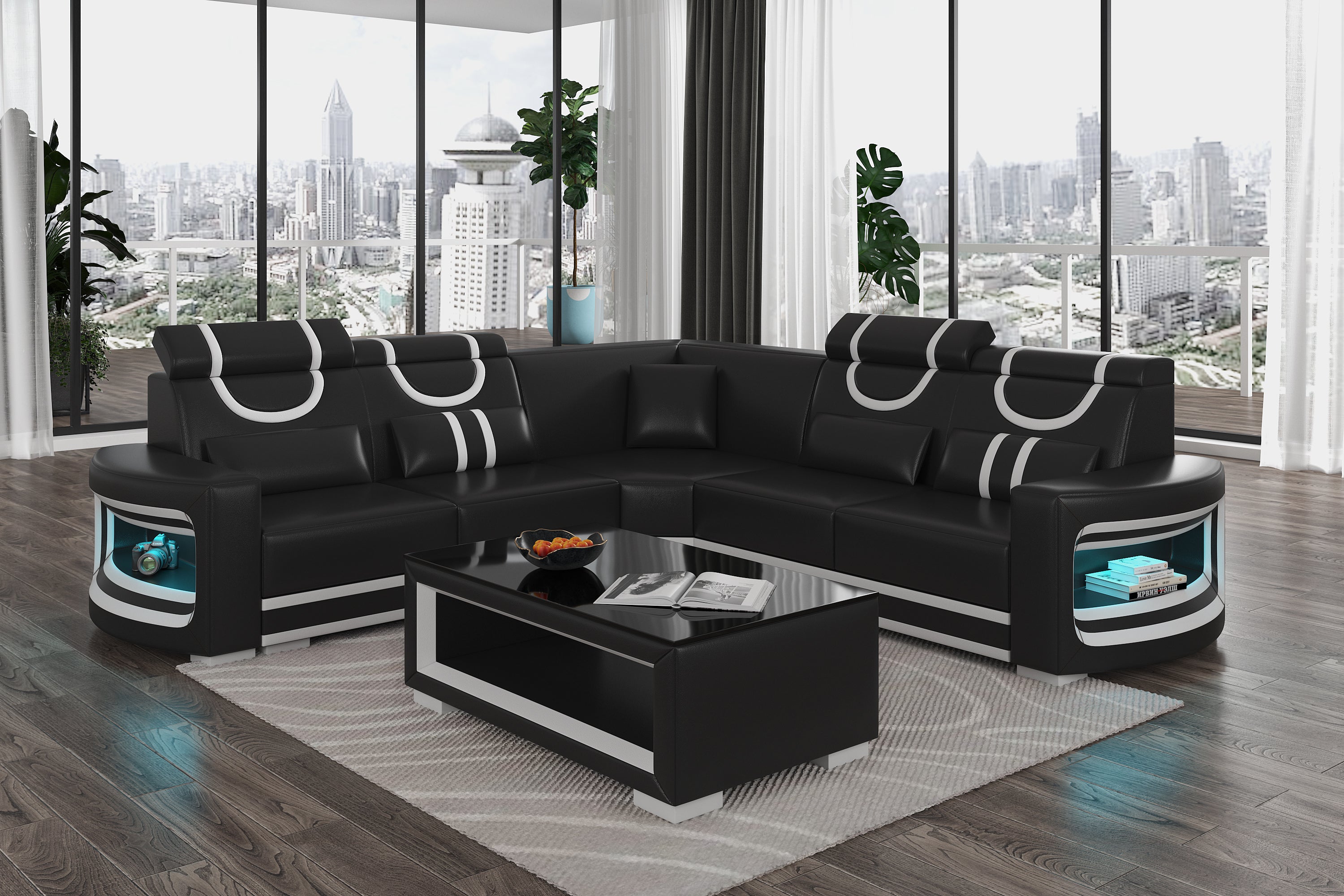 Luca Modern Corner Sectional with LED Light