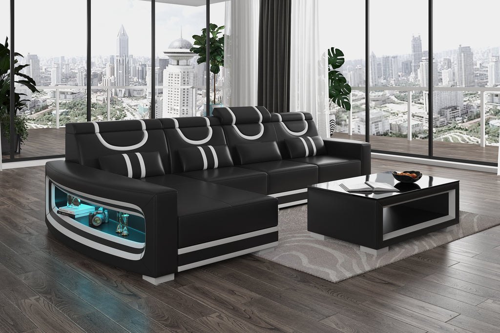 Luca Modern L Shape Sectional with LED Light