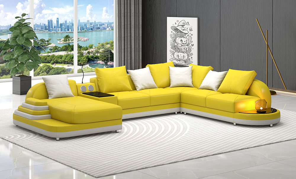 Lillian Modern Leather Sectional with Console