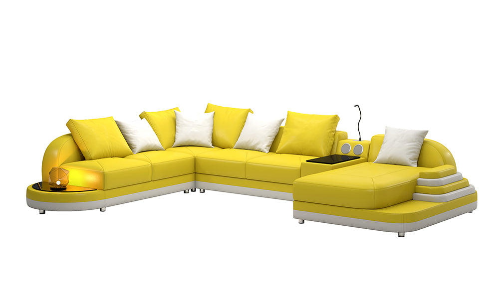 Lillian Modern Leather Sectional with Console