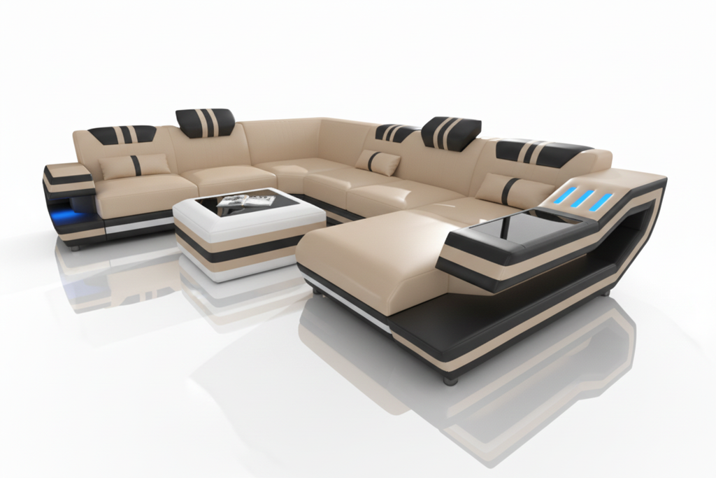 Aura Sectional Beige Black