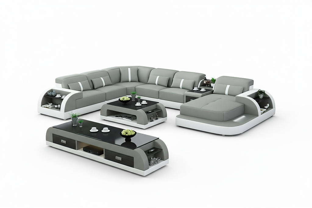 Blaylock Modern Sectional Sofa with LED Light