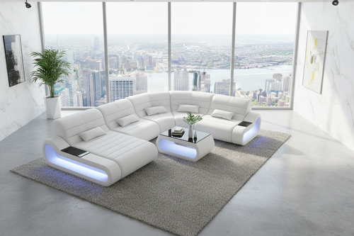 Catina Leather Curve Shape Sectional