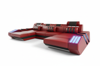 Cosmo U Shape Modern Leather Sectional with LED - Close-Up Chaise Detail