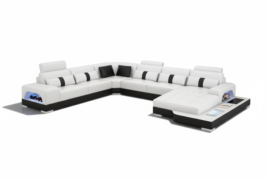 Mequon Large Leather Sectional with LED Lights
