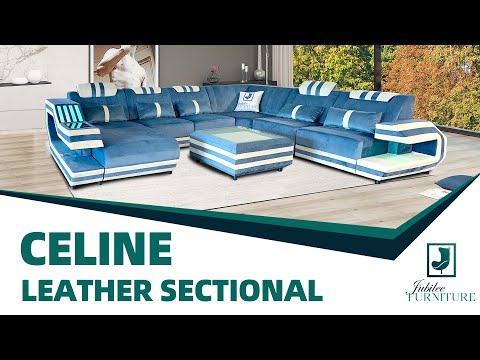 Celine Modern Leather Sectional with LED Light