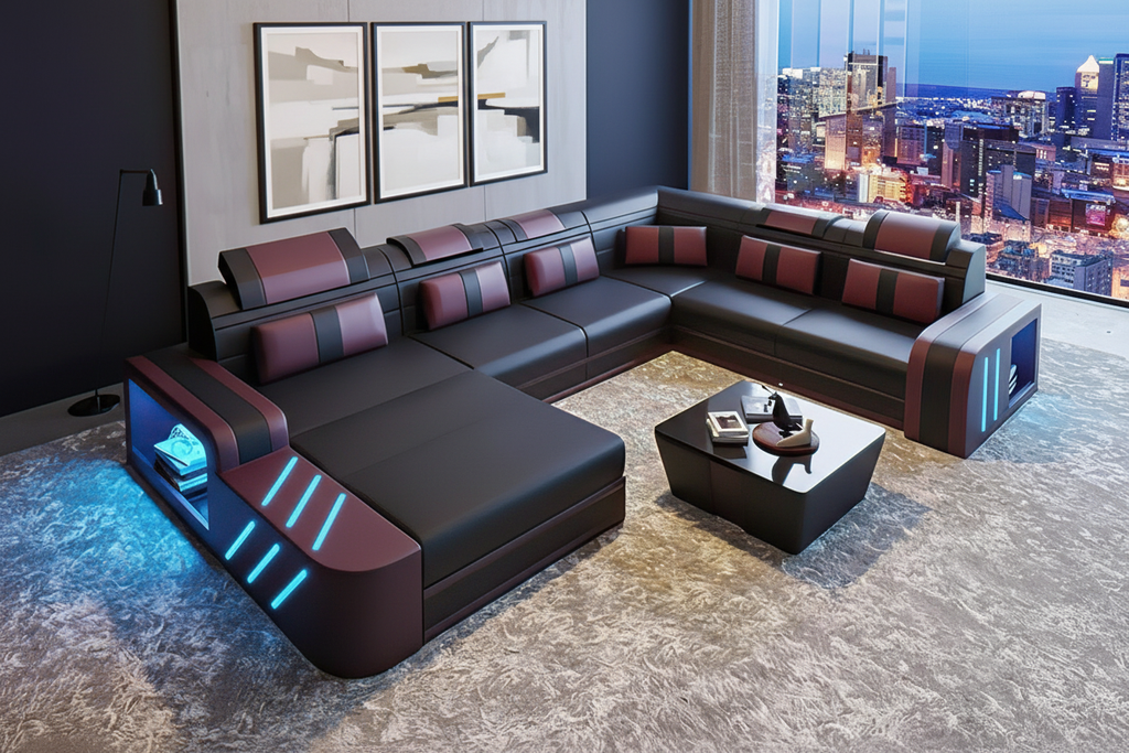 Ralutic Modern U Shape Leather Sectional