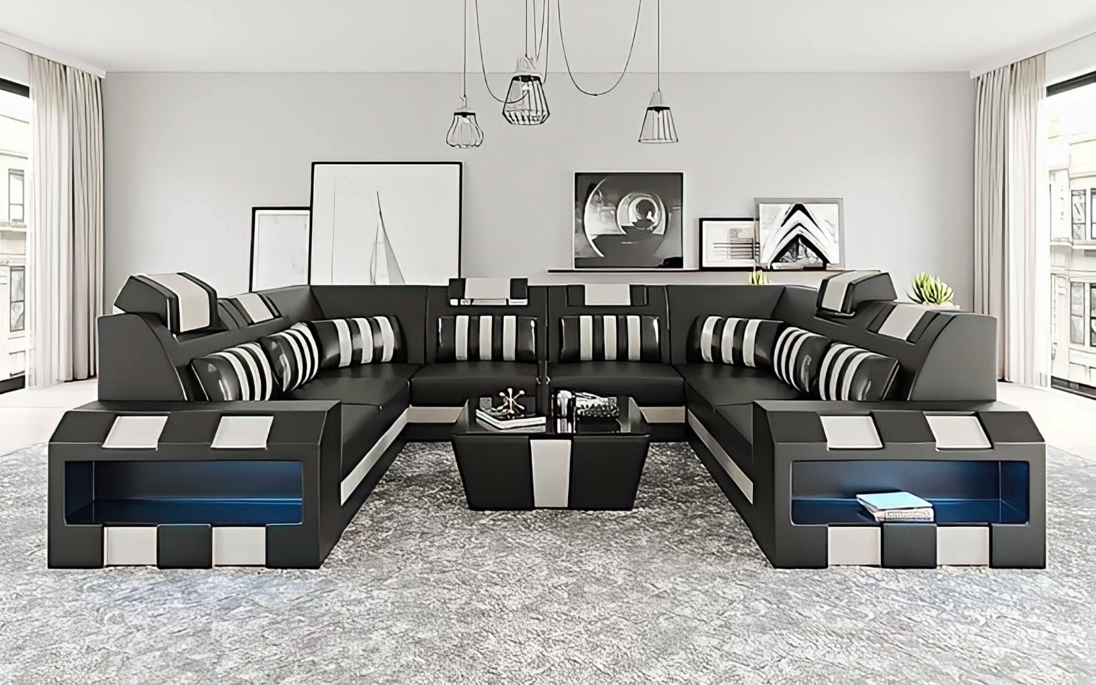 Cosmo XL U-Shape LED Sectional - Extra Large Party Couch for Big Spaces